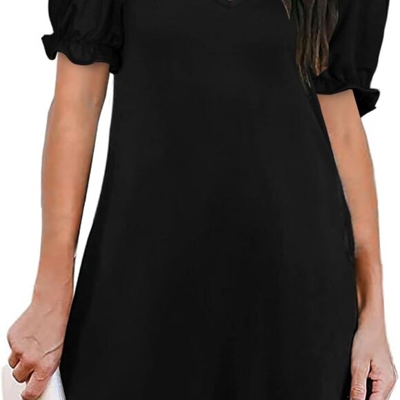 Women's Casual Dresses Short Sleeve V-Neck Dress with Pockets - Picture 1 of 4